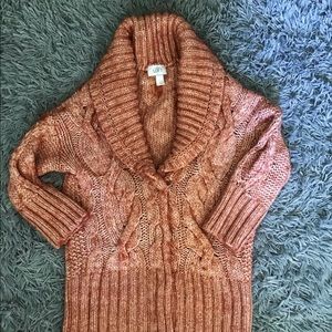 LOFT mottled Salmon Woll Alpaca Cardigan
